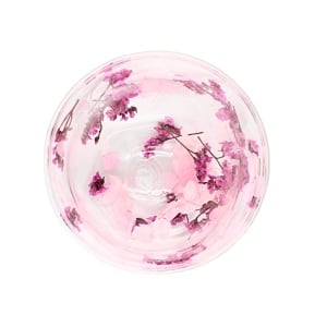 Pahar cu inserție de flori uscate roz, hortensie și limonium, pereți dubli, sticlă borosilicată, 250 ml, Aurora Bloom