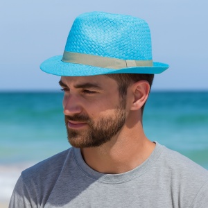 Pălărie de plajă bărbați bleu cu bandă