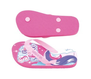 Papuci Flip-flops, pentru copii, model unicorn, culoarea roz, Arditex