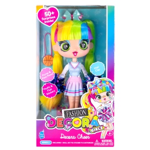 Păpușă Mini Decora Majoreta (Cheer), 28 cm cu Accesorii – Păpușă de Personalizat, Peste 50 Surprize, păr lung, colecția Decora Girlz