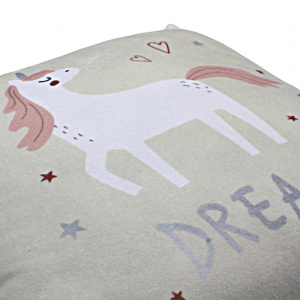 Pernuță unicorn, culoarea bej, 40x40 cm