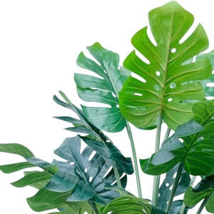 Plantă artificială Monstera 86 cm, cu detalii realistice, bogată în frunze verzi, aspect natural, ghiveci negru inclus