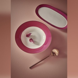 Platou din porțelan, Pip Studio, Gold-Pink, 28x16x2cm, colecția Pip Chique