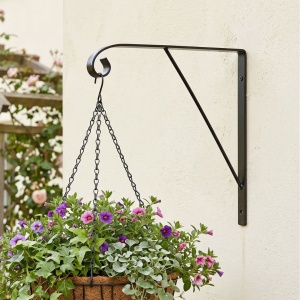 ProGarden hanging planter bracket, decorative design, steel, black