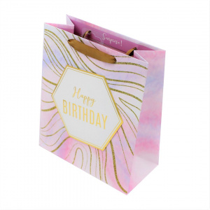 Punga cadou L hartie marble b-day pink - Img 2