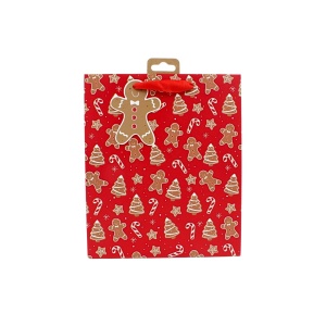 Pungă de cadou, din hârtie, colecția Clairefontaine de la Eurowrap, 45.5x33 cm, burduf de 15 cm, Gingerbread