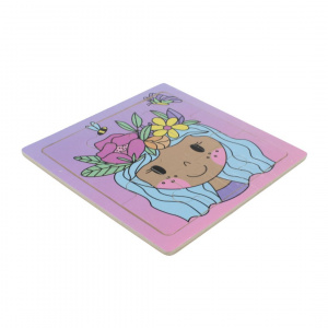 Puzzle lemn fetiță cu flori și albine - Img 2