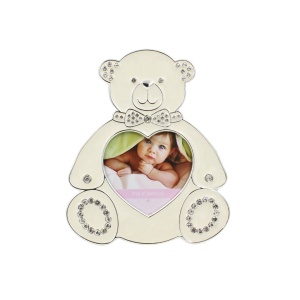 Ramă Foto Copii AZAY Ursuleț cu Cristale, 8x9 cm, Ramă Foto Bebe Decorativă, Cadou Nou-Născut, Cutie Cadou Inclusă