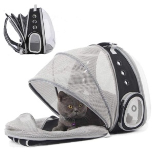 Rucsac transport animale de companie Jumi, cu ventilație completă și fereastră transparentă, fund rigid, culoare gri-negru