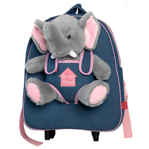 Rucsac Troller, Perletti, cu elefant, pluș detașabil, 38 cm - Img 1