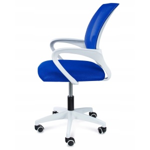 Scaun de birou ergonomic Jumi, mesh respirabil, bază albă, albastru, reglabil