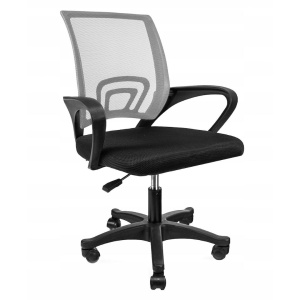 Scaun de birou ergonomic Jumi, mesh respirabil, bază neagră, gri, reglabil