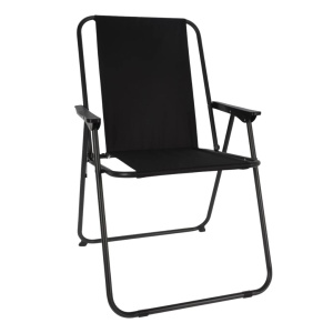 Scaun pliant de grădină cu structură metalică și material textil, negru