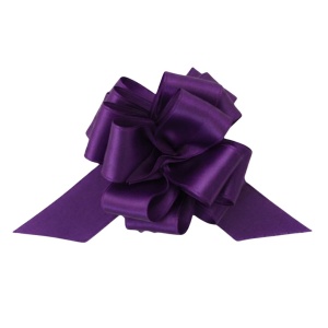 Self-tie dark purple satin bow