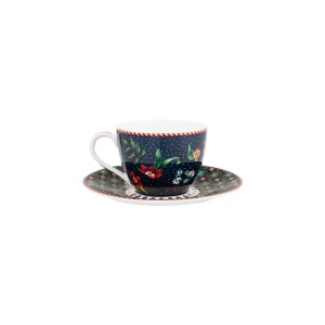 Set 2 căni cu farfurioare, din porțelan, Pip Studio, Blue, 120ml, colecția Berry Blues