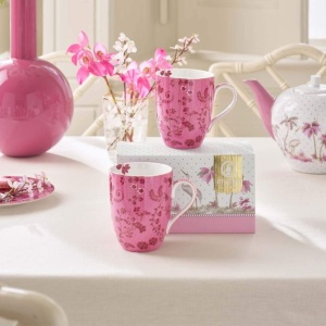 Set 2 căni, din porțelan, Pip Studio, Flowers Pink, 350 ml, colecția Jolie