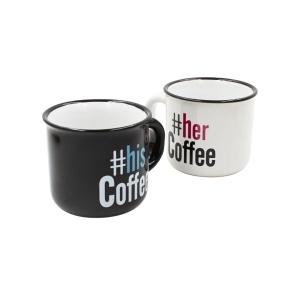 Set 2 Cești Espresso, Nekupto – “#hisCoffee & #herCoffee”, 2 x 80 ml