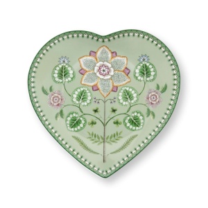 Set 2 farfurii, formă de inimă, Pip Studio, Light Green, 21.5 cm, colecția Lily & Lotus