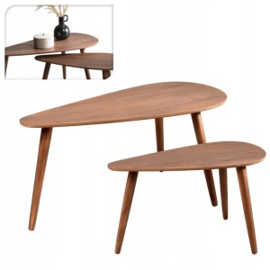 Set 2 Măsuțe de Cafea – Finisaj nuc – 80x40xH40 cm și 60x30xH35 cm