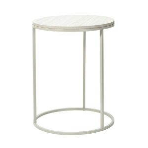 Set 2 măsuțe de cafea Trends4You, metal & MDF, design modern, alb