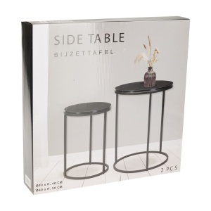 Set 2 măsuțe de cafea Trends4You, metal & MDF, design modern, negru