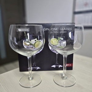 Set 2 pahare, cu picior, pentru gin, Excellent Houseware, 650 ml