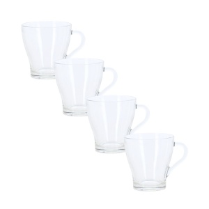 Set 4 căni pentru cafea, 300 ml, Excellent Houseware, din sticlă