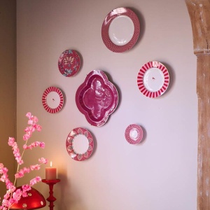 Set 4 farfurii din porțelan, Breakfast, Pip Studio, Dark Pink, 21 cm, colecția Flower Festival