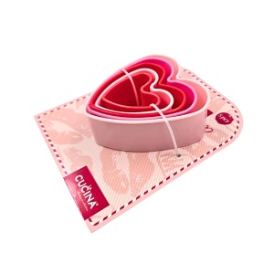 Set 5 forme, inimioare, pentru prăjituri, culoarea roz, diferite mărimi - Img 2