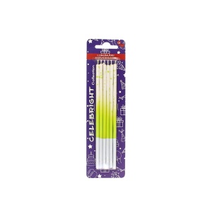 Set 6 lumânări pentru tort, Celebright, verde, degrade cu picățele, 15 cm