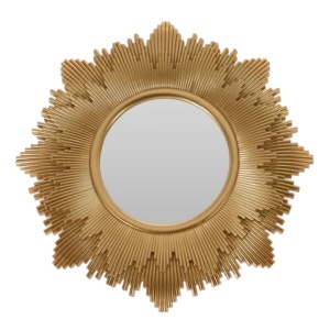 Set ceas de perete decorativ cu oglinzi, culoare auriu, model soare, design modern