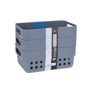 Set de 3 coșulețe de depozitare, 350ml, Storage Solutions, 12x7x5 cm, gri