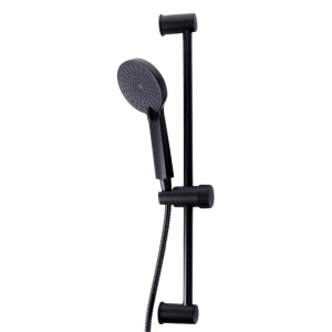 Set de duș complet, negru mat, cu pară de duș 3 funcții Ø11 cm, furtun inox 150 cm și bară reglabilă 60 cm