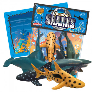 Set de figurine Deluxebase, jumbo, Sharks, 5 piese