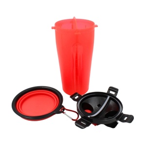 Set hrană animale Koopman, pentru apă și mâncare, compartimente duble 440 ml, Dogs Collection, fără BPA, FSC, roșu cu negru