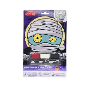 Set machiaj și mască de hârtie Goodmark – 3 culori (roșu, alb, negru), 3×1 g + aplicator, pentru copii, dermatologic testat – ideal pentru Halloween și petreceri tematice