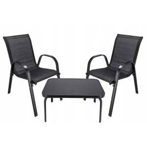 Set mobilier de grădină Jumi, model FIESTA, 2 fotolii suprapozabile și măsuță de cafea