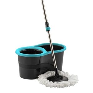 Set mop rotativ cu găleată 14 L, Ultra Clean, sistem Spin, mop din poliester și inox 110 cm, turcoaz/negru