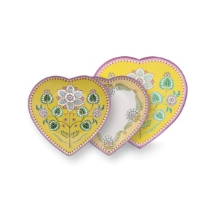 Set of 2 heart-shaped plates, Pip Studio, Yellow, 21.5 cm, Lily & Lotus collection