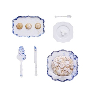 Set paletă și cuțit, din porțelan, pentru servirea tortului, Pip Studio, 25 cm, colecția Royal White