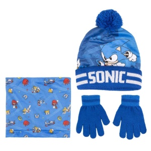 Set pentru copii, cu căciulă, mănuși și guler, personaj Sonic, Cerda
