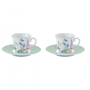 Set porțelan 2 cești și farfurii 80ml Floraison