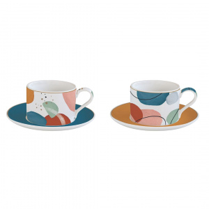Set porțelan, 2 cești și farfurioare, Shapes, 240 ml, Easy Life