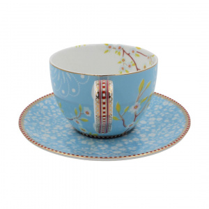 Set porțelan cească și farfurioară, Pip Studio, colecția Early Bird, bleu, 280 ml