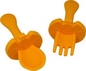 Set tacâmuri din silicon, pentru bebeluși, culoarea portocaliu, Frootimals - Img 3