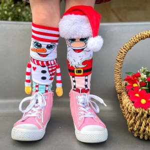 Șosete lungi colorate Madmia unisex fantasy Santa and Snowman 3-5 ani