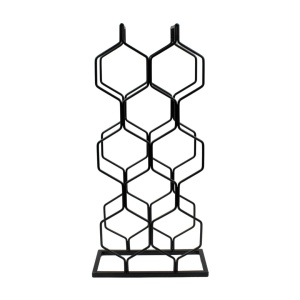 Suport de vin, 8 sticle, metal, 23x11x48 cm, negru
