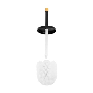 Suport hârtie igienică Jumi, cu perie WC, metal și bambus, 76.5x19x19 cm