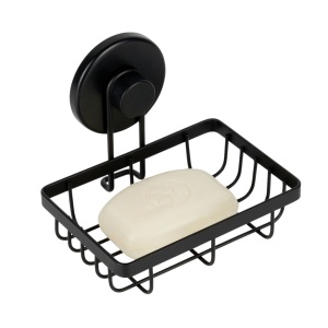 Suport pentru săpun, Bathroom Solutions, prindere cu ventuză, negru mat, max 3.5 kg, 13x11.5x11.5 cm