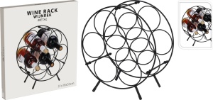 Suport sticle vin metalic rotund, 7 sticle, design modern, 31x18x33 cm